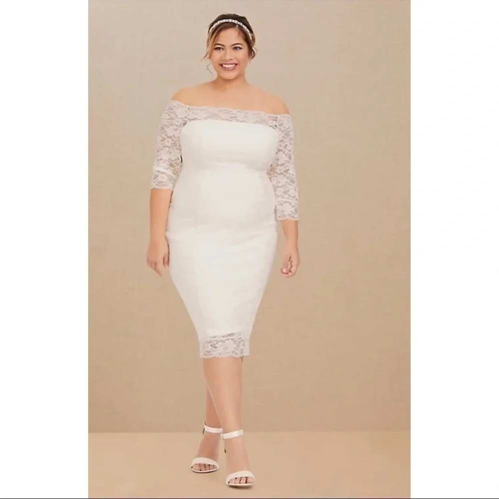 Torrid Special Occasion Ivory Lace Off Shoulder Midi Dress Plus Size 20‎